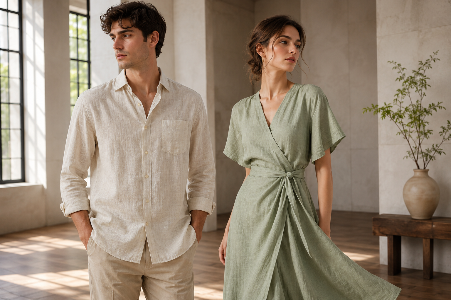 Linen Blend Shirts and Dresses