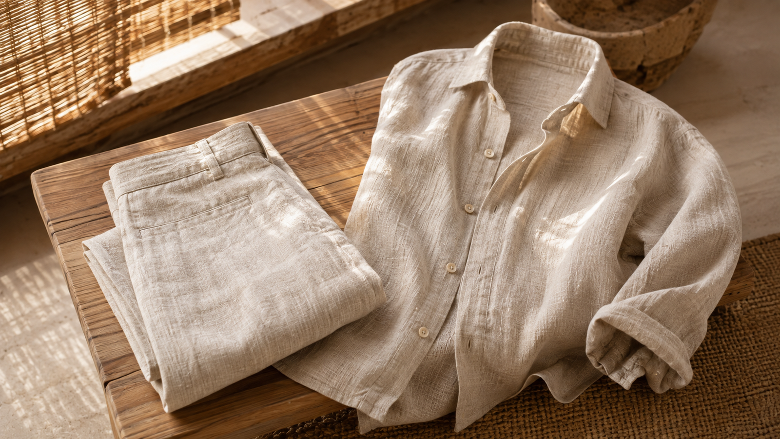 Durable linen clothing in a timeless wardrobe setting
